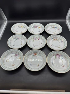 9 x KPM, decoración de Curlandia 41, platillos, flores, mariposas y borde dorado - M.16 - Imagen 1 de 19