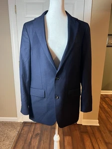 Men's Lands' End Black 100% Wool Sport Coat Blazer Suit Jacket Size 41R - Picture 1 of 14