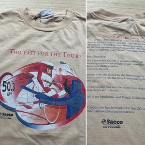 Vintage Cannondale Saeco Pro Cycling T Shirt M 90s Y2K Too Fast For The Tour - Picture 1 of 13