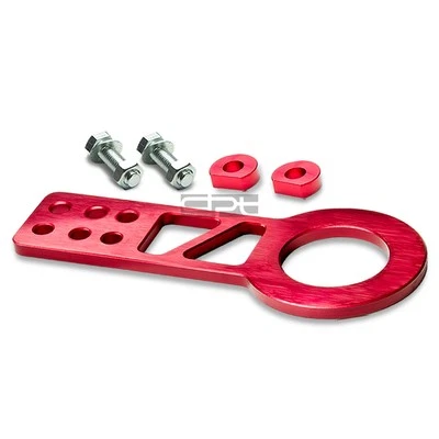 10MM 2.25"OPENING ALUMINUM RED RACING TOWING TOW HOOK HAULING KIT+BOLTS FRONT - Image 1 of 3