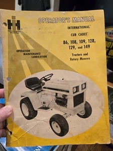 International Cub Cadet Tractor Model 86 108 109 128 129 149 Operators Manual - Picture 1 of 7