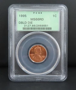 1995 PCGS MS66 Red Double Die Lincoln Cent In Old Green Holder - Picture 1 of 2