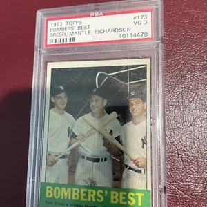 1963 Topps - #173 Tom Tresh, Bobby Richardson, Mickey Mantle - Picture 1 of 3
