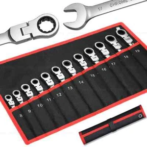 Ratcheting Wrench Set Combination Metric Flexible Head Spanner Repair Organizer - Photo 1/20