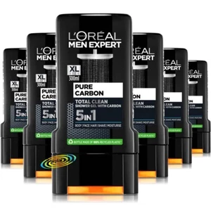 6x Loreal Men Expert Total Clean Pure Carbon Shower Gel 300ml