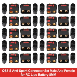 10Pairs 8MM Anti-Spark Connector Kits Male And Female for RC Lipo Battery QS8-S - Picture 1 of 9