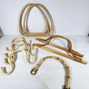 Purse Handbag Handles Wood Bamboo Rattan To Fit 5 Purses Craft Sewing Item - Picture 1 of 11