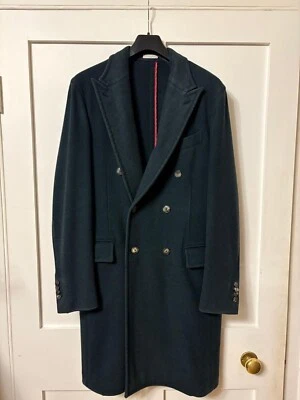 Boglioli Mens Double Breasted Green/Navy Wool Overcoat Coat XL 54 Reg. Slim. - Image 1 of 4
