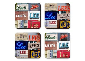Personalized Coasters featuring the name LEE in photos of signs - Set of 4 - Picture 1 of 1