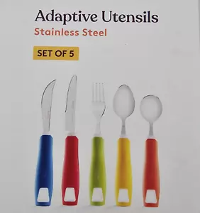 Set 5 Utensili Adattivi Acciaio Inox Silicone Colorato Manici Antiscivolo Nuovi con Scatola - Foto 1 di 8
