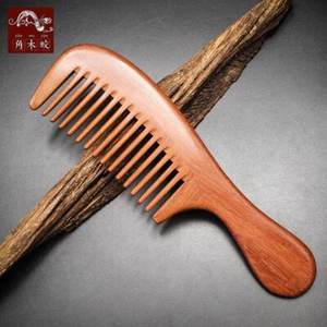 Red Sandal Wood Hair comb Wide Toothed Comb Hair Care Hairbrush Massage brush - Picture 1 of 5