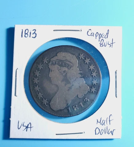 1813 US American Silver Bust Half Dollar - Rare Coin - Great Collectors Item Cover