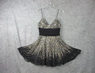 Sherri Hill Mini Dress Women's 8 Black Silk Sleeveless Sequins Fairy Y2K Prom - Image 1 of 4