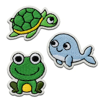 MONO-QUICK GMBH Recycl-Patch Wasserwelt Trio - Aufnäher, Bügelbild, Aufbügler, Größe: 2,4 x 3 cm