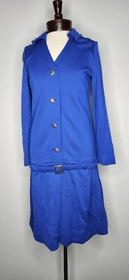 Vestido Vintage Años 60 Años 70 Lana Azul Cobalto Cintura Caída Marca Dalton Talla Grande Foto 1 de 4