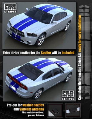 Dodge Charger Rally Racing Double Top Stripes Decals 2011 2012 2013 2014  - Image 1 of 4