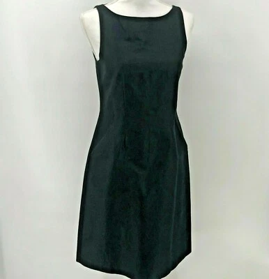 Mini vestido vaina Theory para mujer sin mangas cuello redondo negro tono sobre tono talla 6 Foto 1 de 4