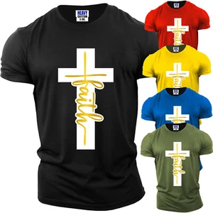 Jesus Cross Christianity Men's T-Shirt Christ Religious Faith Bible Gift New Tee - Picture 1 of 12