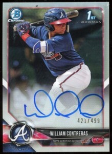William Contreras 2018 Bowman Chrome Auto #d /499 Rookie Refractor Brewers