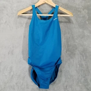 Nike Swimsuit Womens 8 Teal One Piece Racerback Logo Bathing Suit - Picture 1 of 6