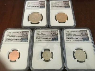  2017 S 225th ANNIVERSARY Enhanced Set NGC SP70 Early Releases 1c TO $1          - Image 1 of 2