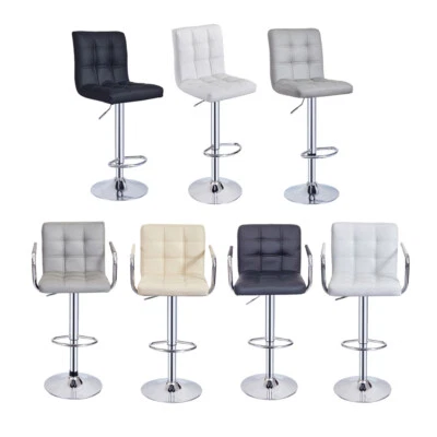 PANANA Bar Stool Gas Lift Swivel Mid Back Stool Pub Club Cafe Stool PU Leather Chair