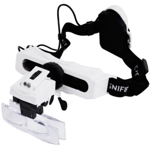LED beleuchtete Helmlupe Kopf tragen Uhr Reparatur Lupe - Bild 1 von 5