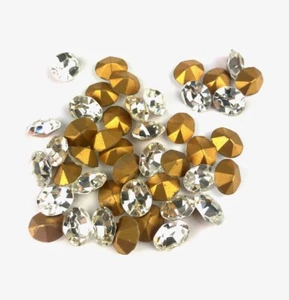 Rhinestone Crystal Clear 4 Pack - 12mm x 10mm Oval Faceted Cabochons Vintage Gem - Picture 1 of 3