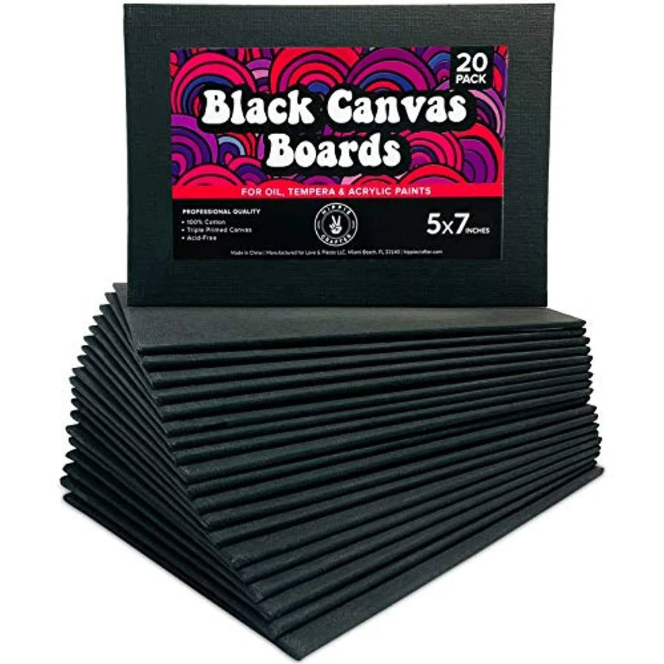 20 Pack Black Canvas Boards for Painting Blank Art Canvases Panels for Paint - Image 1 of 4