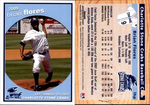 Brian Flores 2009 Grandstand Charlotte Stone Crabs #NNO Card *AutographDen*