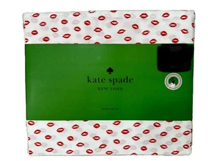 Kate Spade QUEEN Laken Set Baumwolle ROT Lippen Küsse QUEEN Laken Valentinstag Liebe - Bild 1 von 3