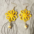 Bright Yellow Earring Hand Made Ear Ring With Beautiful Knot Art Porcelain Bead