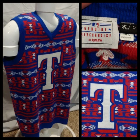 Mens MLB Genuine Merchandise Klew Texas Rangers Sweater Vest Size Small Cover