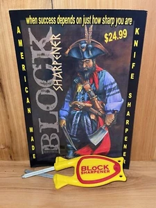 Block Sharpener Red/Yellow Universal Sharpener Safety Grip Made In USA 5.5” - Picture 1 of 6