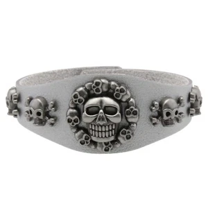 16 Colors Gothic Punk PU Leather Bracelet Skull Unisex Bangle Wristband - Picture 1 of 18