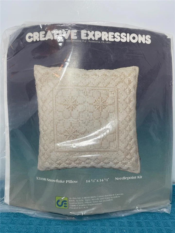 CREATIVE EXPRESSIONS Needlepoint Kit - SNOWFLAKE PILLOW 14.5" Square - Image 1 of 3