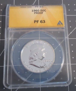 1960 ANACS PF63 PROOF FRANKLIN HALF DOLLAR - Picture 1 of 3