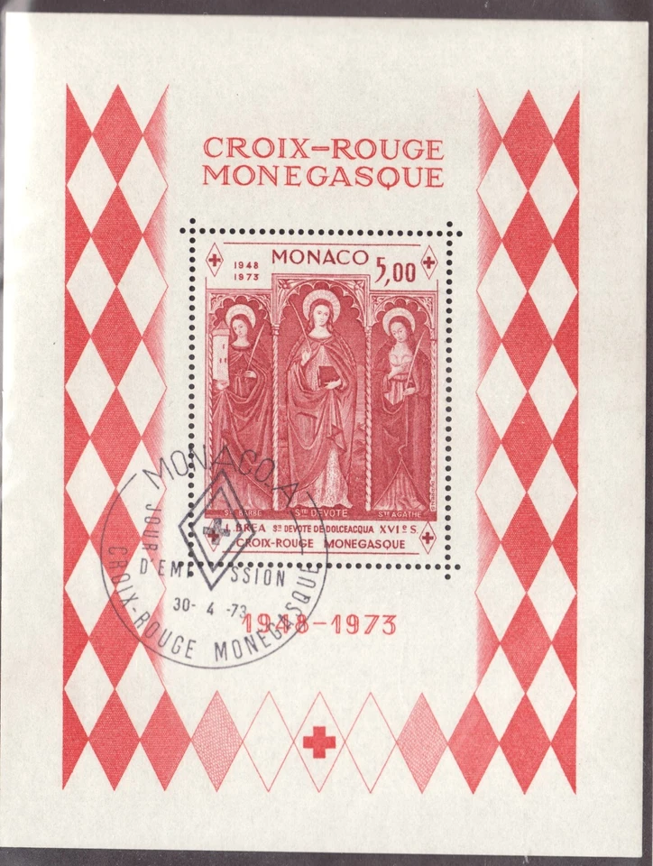 1973 Monaco Sc #864 s/s - Religion. Saints Barbara , Devote & Agatha. Used Cv$10 - Image 1 of 1