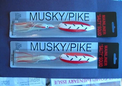 MAINLINER 2 WHOLESALE Musky Pike Spoon 9 inch " Red White " Squid fishing lure lot #05