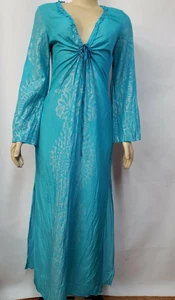 Hale Bob Cabana Blue Silk Cotton Women's Maxi Slip Tunic Dress Size XS NEW #CB2 - Picture 1 of 11