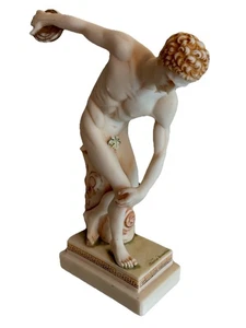 Nicholas Sevastides Alabaster Discobolus Statue 12 Zoll signiert griechische klassische Skulptur - Bild 1 von 16