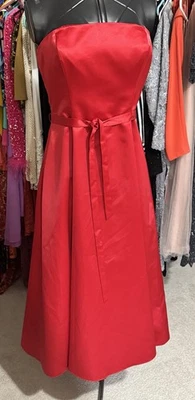 Vestido Clásico Rojo Satinado Formal Baile de graduación Sin Tirantes Hasta el Tobillo Talla 14 Foto 1 de 4