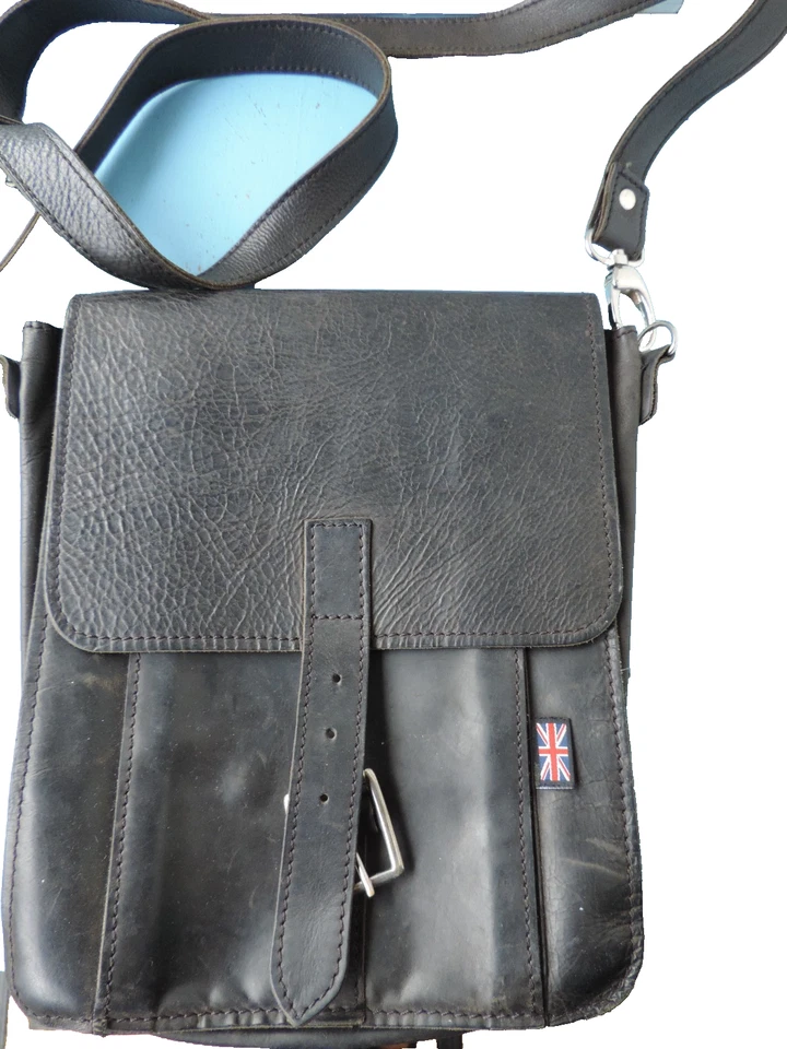 Vintage 1970's Cactus leather black cross body unisex  shoulder bag Punk look - Image 1 of 4