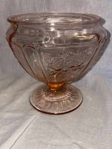 Pink Depression Glass Mayfair Open Rose Candy Dish Footed Vintage 1930s - Picture 1 of 2