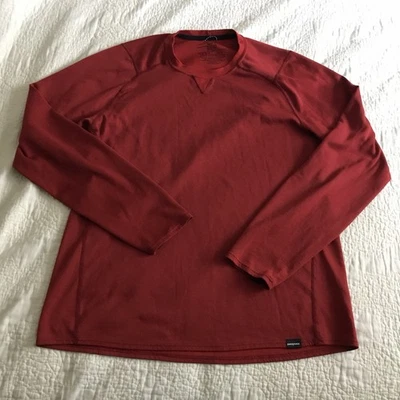 Camisa Patagonia Para Hombres GRANDE Roja Capilene 3 Peso Medio Capa Base Cuello Redondo Pulgar Foto 1 de 4