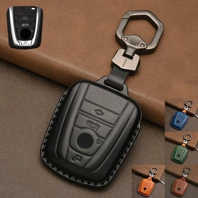Genuine Leather Car Remote Smart Key Fob Case Cover Bag For BMW I3 I8 2014-2017 Foto 1 de 4