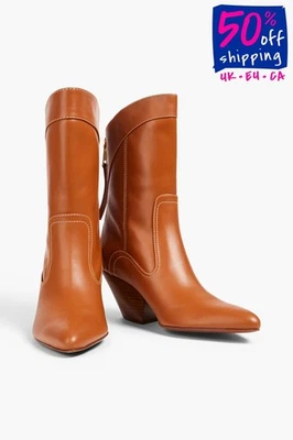 RRP €995 ZIMMERMANN Leather Western Boots US7.5 UK5 EU38 Stitched Made in Italy - Image 1 of 4