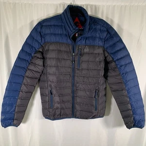 Gerry Down Puffer Jacket Men's Small Black Blue Zip Pockets Full Zip Fillpower - Picture 1 of 10