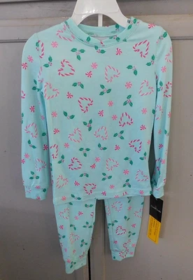 Cuddl Duds 2 Piezas Verde Pastel Navidad Pijama Conjunto Niña Talla 4 Nuevo Con Etiquetas Foto 1 de 4