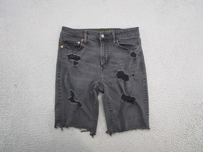 American Eagle Jean Shorts Men’s Size 30 Distressed Black Denim Bermuda Jorts - Image 1 of 4